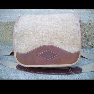 Vtg Jute w/Leather Trim DIAMOND BLUFF Shoulder Bag